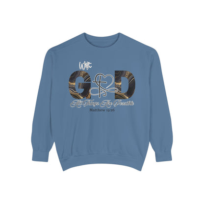 “With God, All Things Are Possible” Sweatshirt – Faith-Inspired Unisex Crewneck, Christian Motivational Sweater, Inspirational Bible Verse Apparel