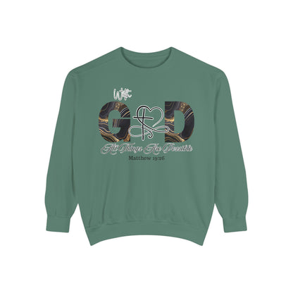 “With God, All Things Are Possible” Sweatshirt – Faith-Inspired Unisex Crewneck, Christian Motivational Sweater, Inspirational Bible Verse Apparel