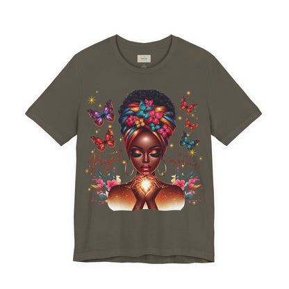 Prayer Is My Superpower T-Shirt – Inspirational Black Woman Graphic Tee, Faith-Based Apparel, Christian Motivational Shirt, Unisex Cotton Tee