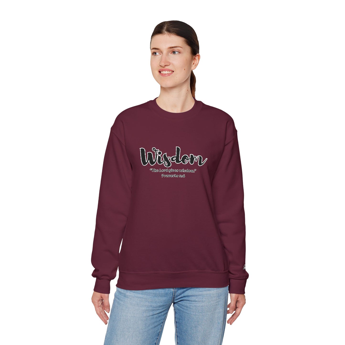 Wisdom Sweatshirt – “The Lord Gives Wisdom” Christian Crewneck, Inspirational Faith-Based Pullover, Cozy Unisex Apparel, Encouraging Gift for Believers