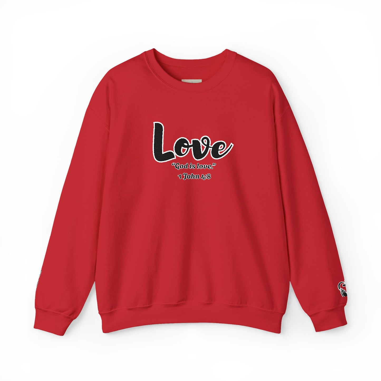 Love Sweatshirt – “God Is Love” Minimalist Christian Crewneck, Inspirational Faith-Based Pullover, Cozy Unisex Apparel, Thoughtful Gift for Believers