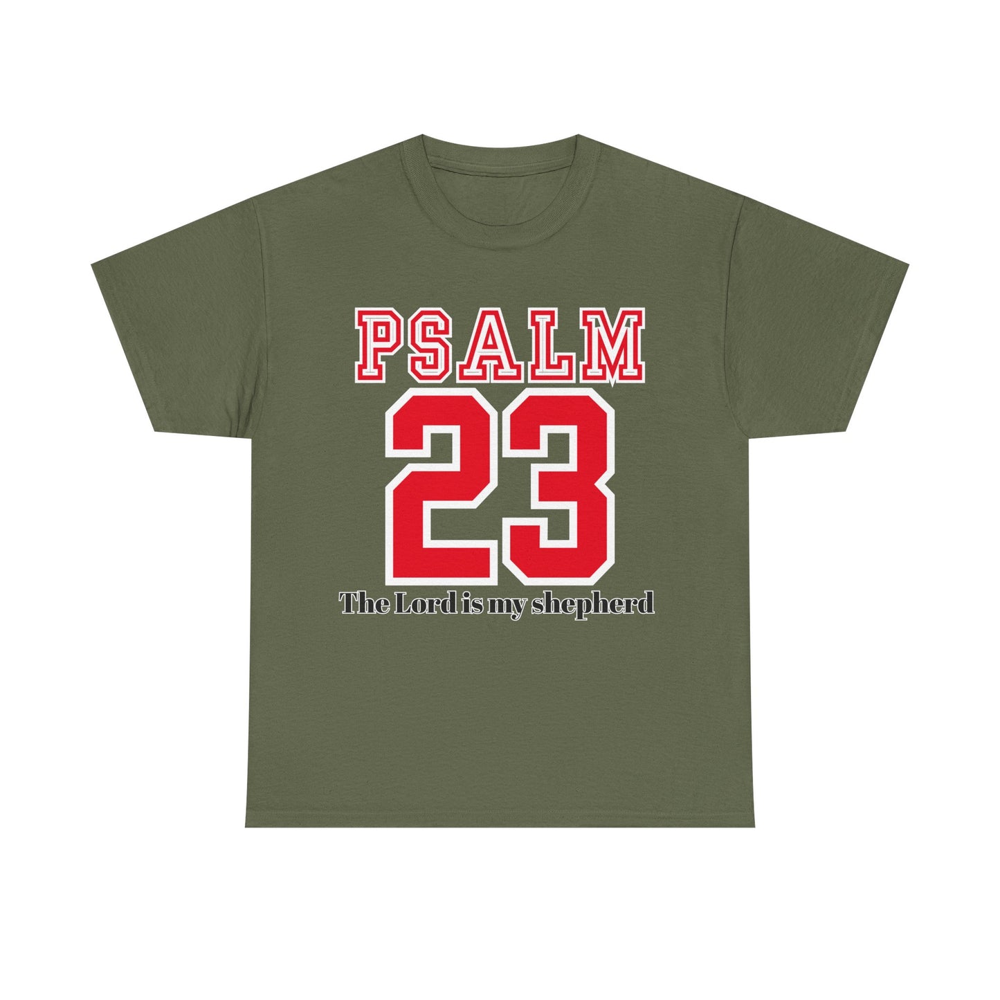 Unisex Heavy Cotton Tee with Psalm 23 Design | Faith-Inspired Shirt for Daily Wear, Gifts, Church Events, and Celebrations