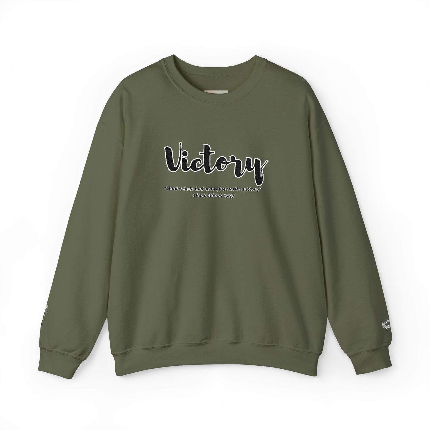 Victory Sweatshirt – “Thanks Be to God, Who Gives Us the Victory” Christian Crewneck, Inspirational Faith-Based Pullover, Cozy Unisex Apparel, Motivational Gift for Believers
