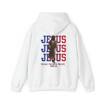 Jesus Hoodie — “The Way, The Truth, The Life” John 14:6 Christian Pullover, Faith Hoodie, Inspirational Bible Verse Sweatshirt, Unisex Religious Apparel