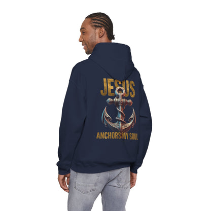 Jesus Anchors My Soul Hoodie — Christian Anchor Hoodie, Faith-Inspired Pullover, Hebrews Hope Apparel, Unisex Religious Sweatshirt
