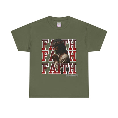 Faith Prayer T-Shirt – “Faith” with Praying Jesus Graphic, 2 Corinthians 5:7 Christian Tee, Inspirational Unisex Shirt, Spiritual Apparel