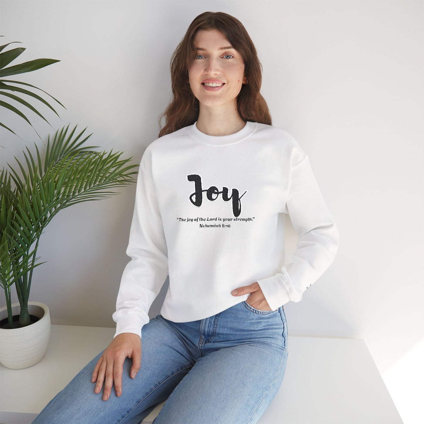 Joy Sweatshirt – “The Joy of the Lord Is Your Strength” Christian Crewneck, Inspirational Faith-Based Pullover, Cozy Unisex Apparel, Uplifting Gift for Believers
