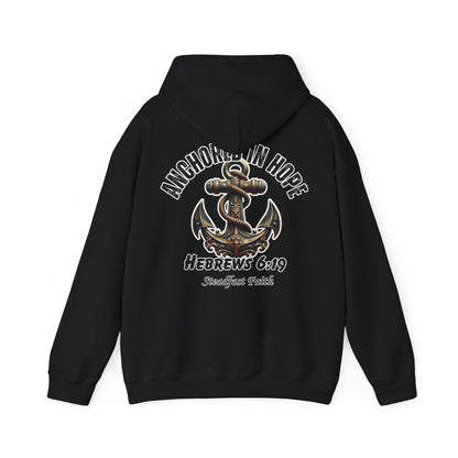 Anchored in Hope Hoodie – Hebrews 6:19 Christian Sweatshirt, Faith Anchor Design, Inspirational Unisex Hoodie for Everyday Strength