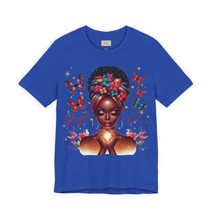Prayer Is My Superpower T-Shirt – Inspirational Black Woman Graphic Tee, Faith-Based Apparel, Christian Motivational Shirt, Unisex Cotton Tee