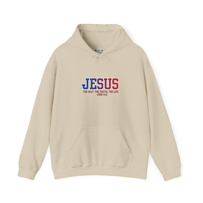 Jesus Hoodie — “The Way, The Truth, The Life” John 14:6 Christian Pullover, Faith Hoodie, Inspirational Bible Verse Sweatshirt, Unisex Religious Apparel
