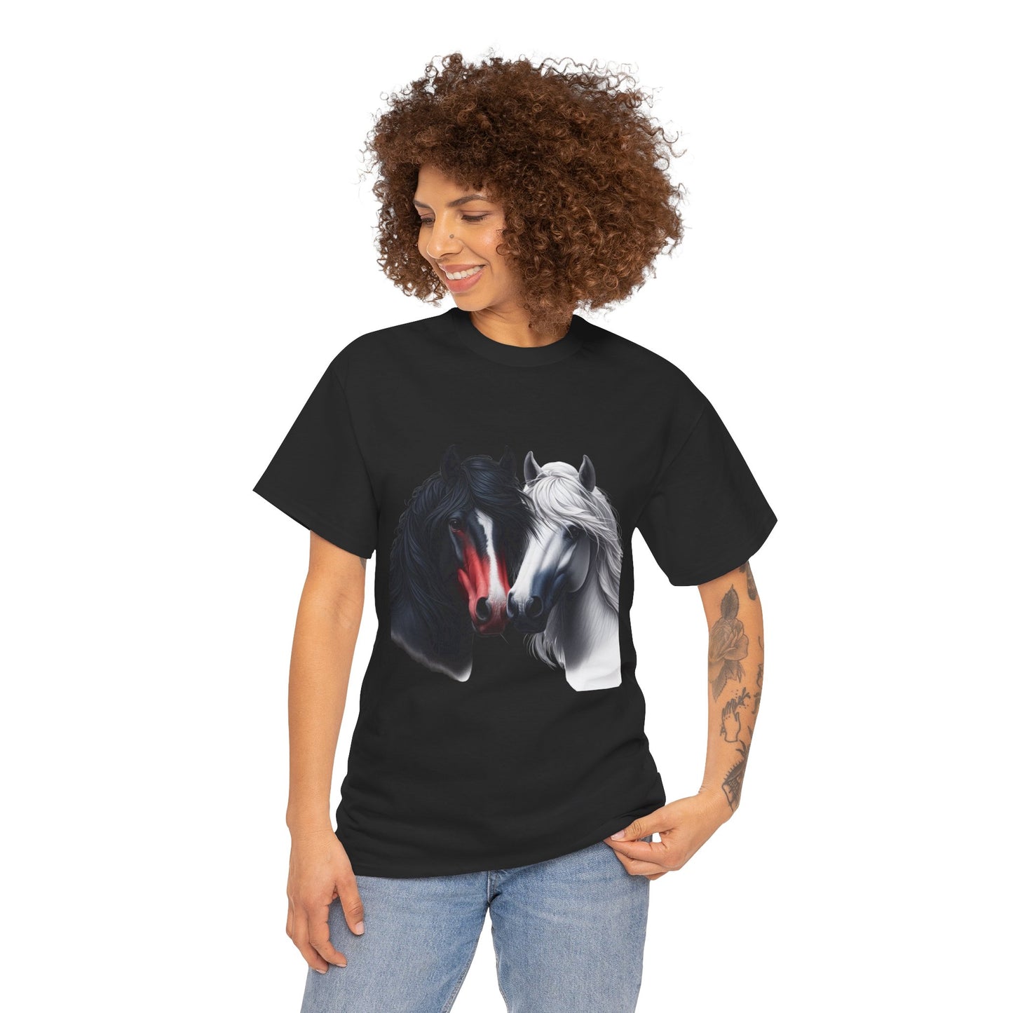 Black and White Horse Graphic Tee, Unisex T-Shirt, Equestrian Gift, Casual Wear, Horse Lover Apparel, Horse-Themed T-Shirt