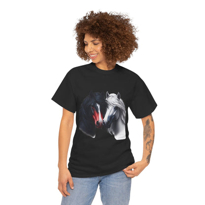 Black and White Horse Graphic Tee, Unisex T-Shirt, Equestrian Gift, Casual Wear, Horse Lover Apparel, Horse-Themed T-Shirt