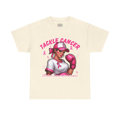 Empowering Unisex Heavy Cotton Tee - Tackle Cancer, Breast Cancer Awareness Shirt, Supportive Gift in Honor of Survivors