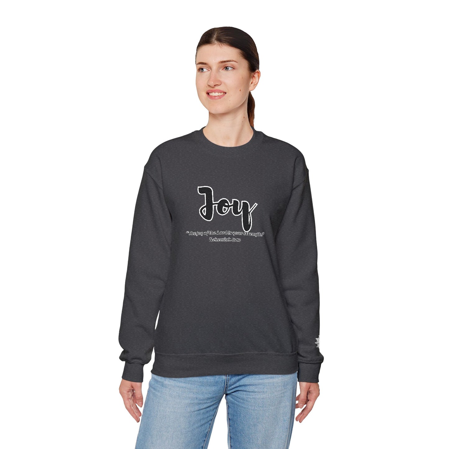 Joy Sweatshirt – “The Joy of the Lord Is Your Strength” Christian Crewneck, Inspirational Faith-Based Pullover, Cozy Unisex Apparel, Uplifting Gift for Believers