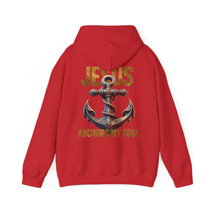 Jesus Anchors My Soul Hoodie — Christian Anchor Hoodie, Faith-Inspired Pullover, Hebrews Hope Apparel, Unisex Religious Sweatshirt