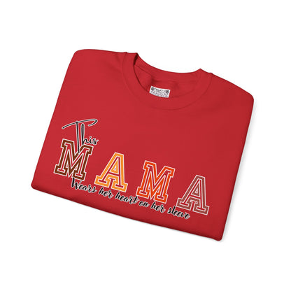 Mama Crewneck Sweatshirt – “This Mama Wears Her Heart on Her Sleeve” Cozy Unisex Mom Pullover, Motherhood Gift, Cute Mom Sweater