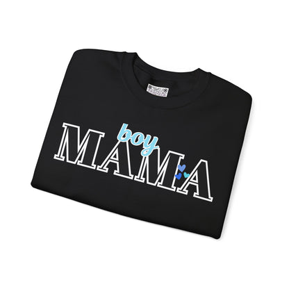 Boy Mama Crewneck Sweatshirt – Cozy Unisex Mom Sweater, Cute Mother’s Day Gift, White Minimalist Mom Life Pullover, New Mom Apparel