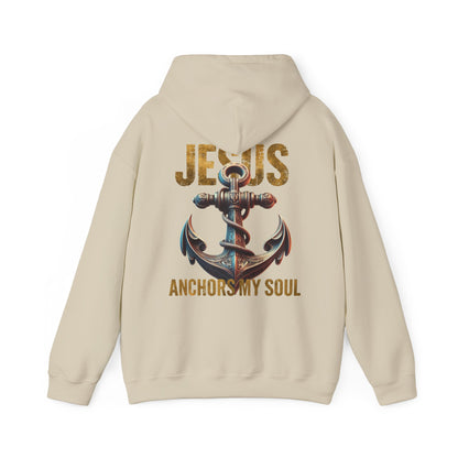 Jesus Anchors My Soul Hoodie — Christian Anchor Hoodie, Faith-Inspired Pullover, Hebrews Hope Apparel, Unisex Religious Sweatshirt