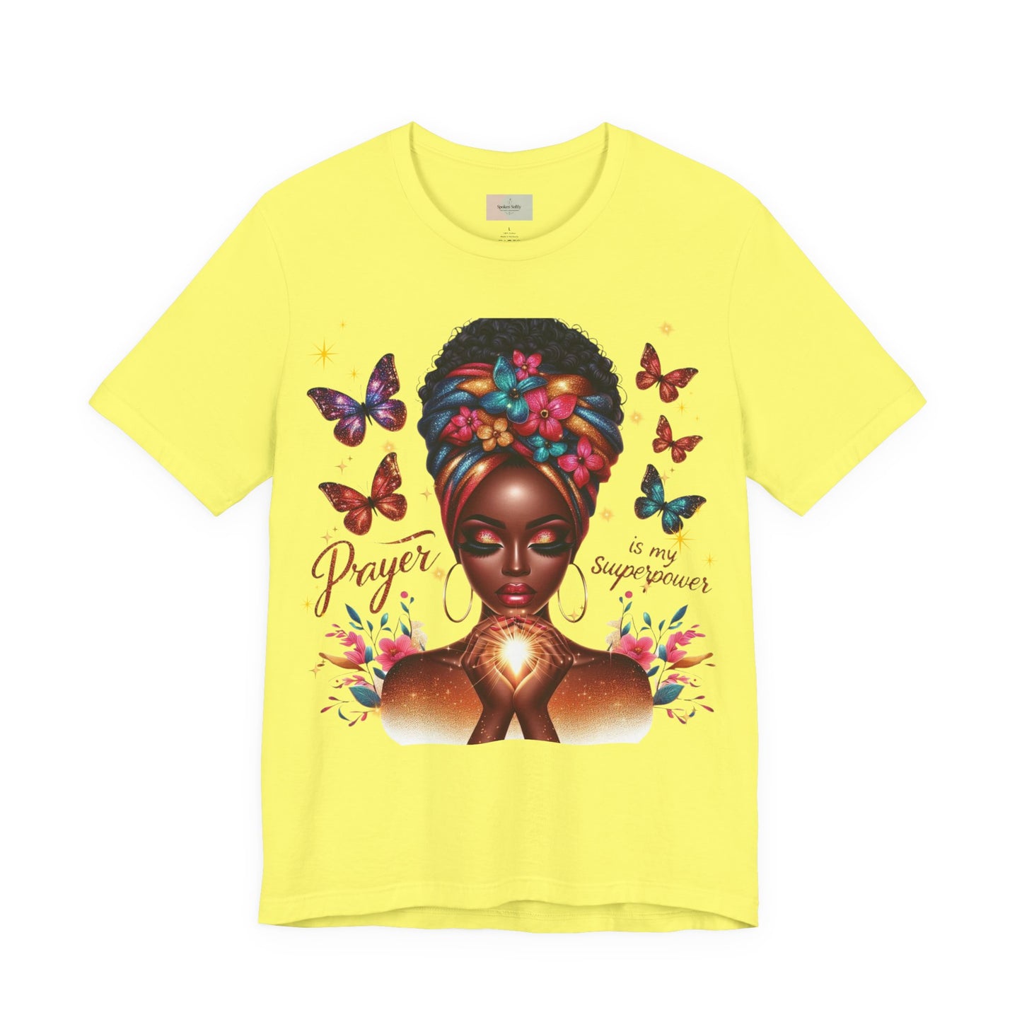 Prayer Is My Superpower T-Shirt – Inspirational Black Woman Graphic Tee, Faith-Based Apparel, Christian Motivational Shirt, Unisex Cotton Tee