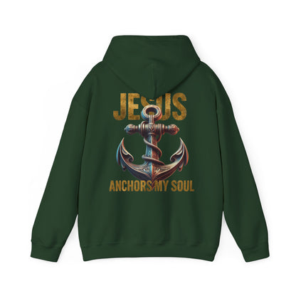 Jesus Anchors My Soul Hoodie — Christian Anchor Hoodie, Faith-Inspired Pullover, Hebrews Hope Apparel, Unisex Religious Sweatshirt