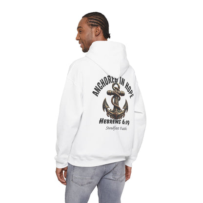 Anchored in Hope Hoodie – Hebrews 6:19 Christian Sweatshirt, Faith Anchor Design, Inspirational Unisex Hoodie for Everyday Strength