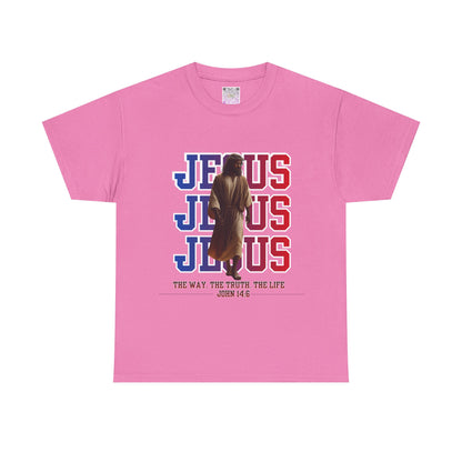 Jesus Patriotic Graphic Tee — “The Way, The Truth, The Life” John 14:6 Shirt, Christian American Flag T-Shirt, Faith & Freedom Apparel, Unisex Inspirational Tee