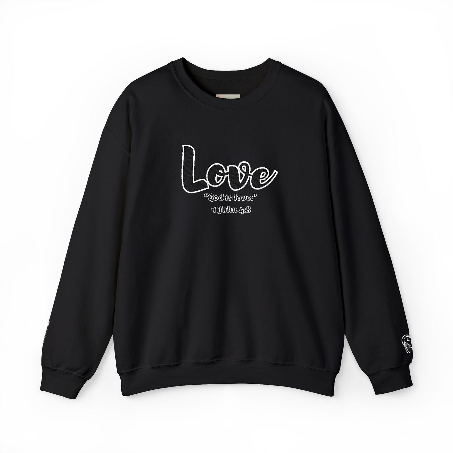 Love Sweatshirt – “God Is Love” Minimalist Christian Crewneck, Inspirational Faith-Based Pullover, Cozy Unisex Apparel, Thoughtful Gift for Believers