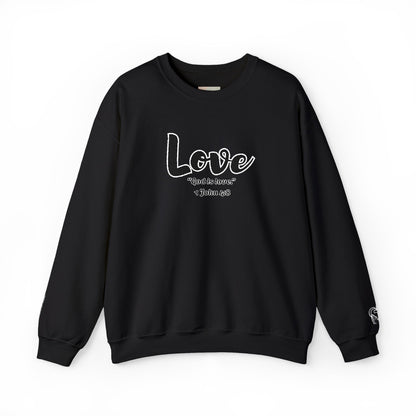 Love Sweatshirt – “God Is Love” Minimalist Christian Crewneck, Inspirational Faith-Based Pullover, Cozy Unisex Apparel, Thoughtful Gift for Believers