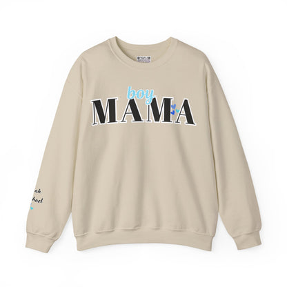 Boy Mama Crewneck Sweatshirt – Cozy Unisex Mom Sweater, Cute Mother’s Day Gift, White Minimalist Mom Life Pullover, New Mom Apparel