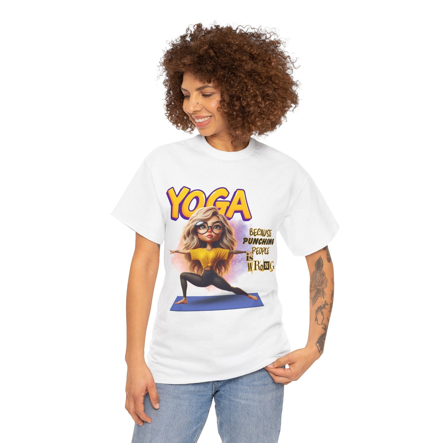 Yoga Humor Unisex Heavy Cotton Tee - Funny Yoga Shirt for Yoga Lovers, Gift for Fitness Fans, Relaxation Tee, Motivational Apparel, [...]