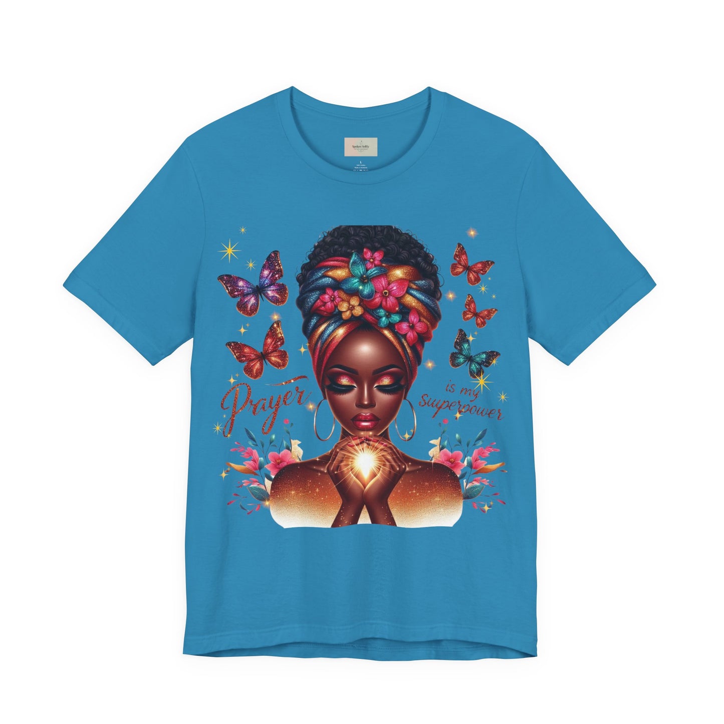 Prayer Is My Superpower T-Shirt – Inspirational Black Woman Graphic Tee, Faith-Based Apparel, Christian Motivational Shirt, Unisex Cotton Tee