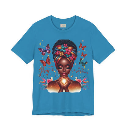 Prayer Is My Superpower T-Shirt – Inspirational Black Woman Graphic Tee, Faith-Based Apparel, Christian Motivational Shirt, Unisex Cotton Tee
