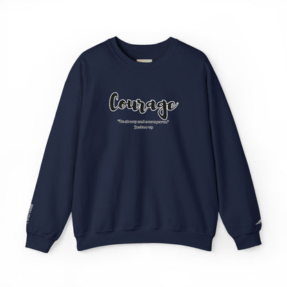 Courage Sweatshirt – “Be Strong and Courageous” Christian Crewneck, Inspirational Faith-Based Pullover, Cozy Unisex Apparel, Motivational Gift for Believers