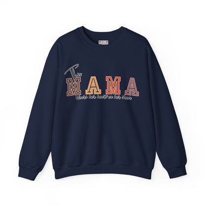 Mama Crewneck Sweatshirt – “This Mama Wears Her Heart on Her Sleeve” Cozy Unisex Mom Pullover, Motherhood Gift, Cute Mom Sweater
