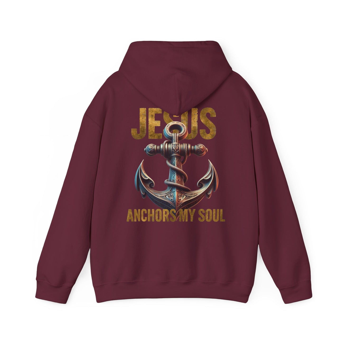 Jesus Anchors My Soul Hoodie — Christian Anchor Hoodie, Faith-Inspired Pullover, Hebrews Hope Apparel, Unisex Religious Sweatshirt