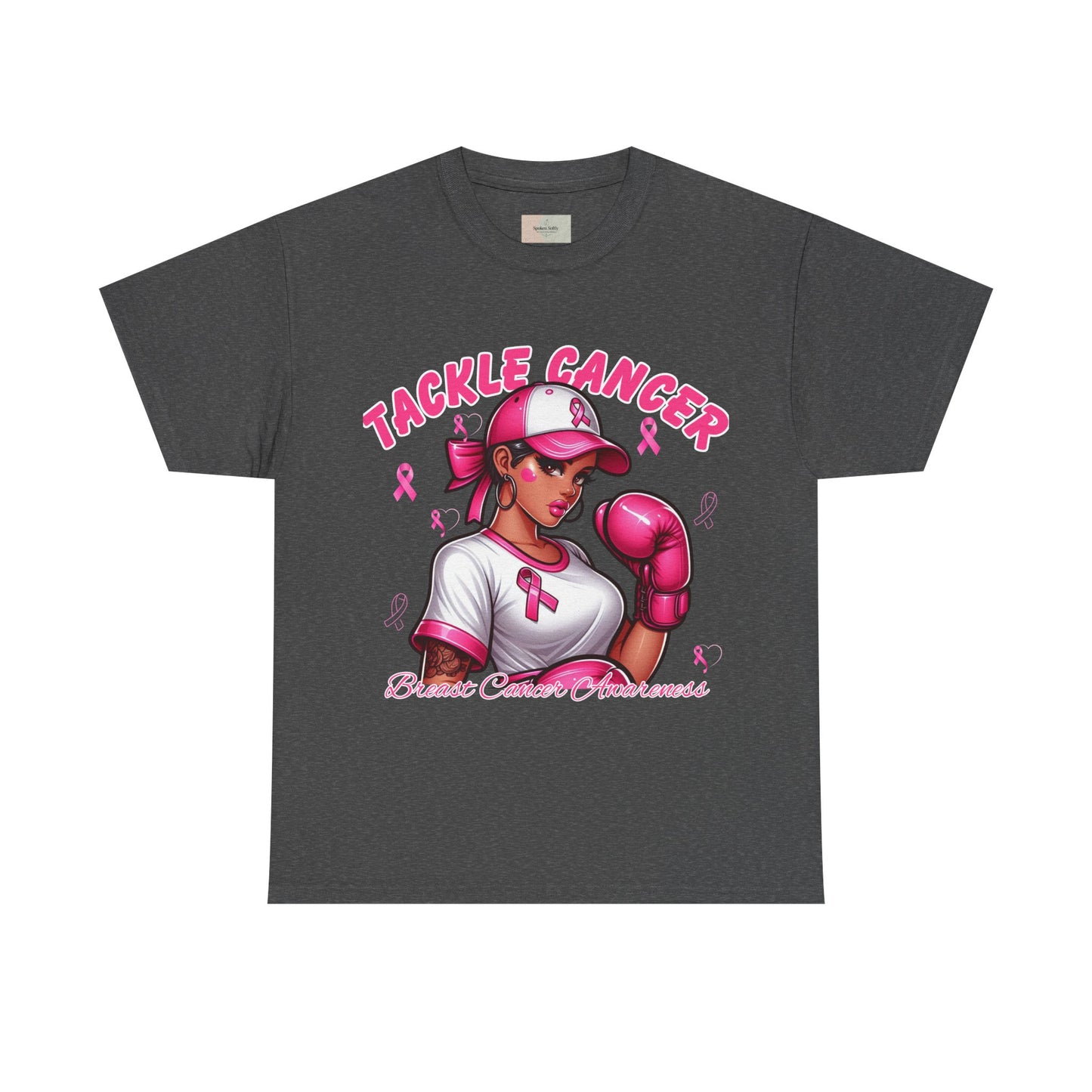 Empowering Unisex Heavy Cotton Tee - Tackle Cancer, Breast Cancer Awareness Shirt, Supportive Gift in Honor of Survivors