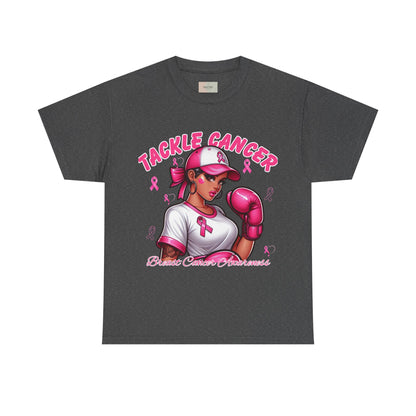 Empowering Unisex Heavy Cotton Tee - Tackle Cancer, Breast Cancer Awareness Shirt, Supportive Gift in Honor of Survivors
