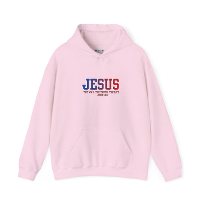 Jesus Hoodie — “The Way, The Truth, The Life” John 14:6 Christian Pullover, Faith Hoodie, Inspirational Bible Verse Sweatshirt, Unisex Religious Apparel