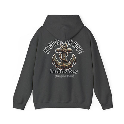 Anchored in Hope Hoodie – Hebrews 6:19 Christian Sweatshirt, Faith Anchor Design, Inspirational Unisex Hoodie for Everyday Strength
