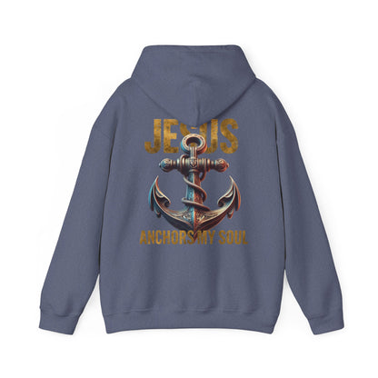 Jesus Anchors My Soul Hoodie — Christian Anchor Hoodie, Faith-Inspired Pullover, Hebrews Hope Apparel, Unisex Religious Sweatshirt