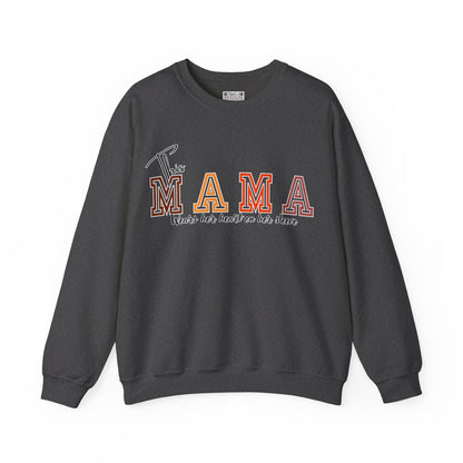 Mama Crewneck Sweatshirt – “This Mama Wears Her Heart on Her Sleeve” Cozy Unisex Mom Pullover, Motherhood Gift, Cute Mom Sweater