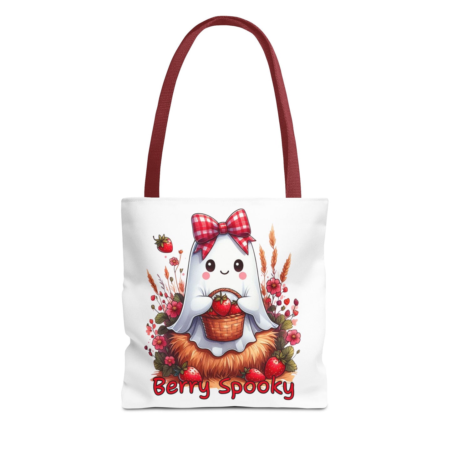 Berry Spooky Tote Bag | Customizable Shopping Bag, Halloween Tote, Cute Ghost Design, Eco-Friendly Gift, Personalized Tote