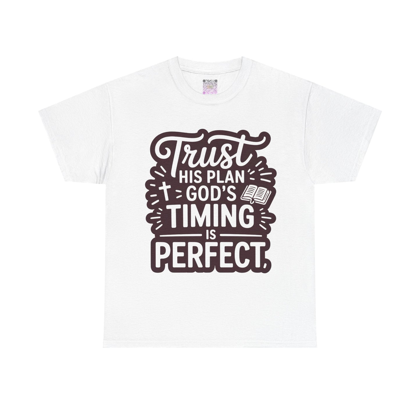 Trust His Plan T-Shirt – “God’s Timing Is Perfect” Unisex Christian Tee, Inspirational Faith Shirt, Motivational Bible Quote Apparel