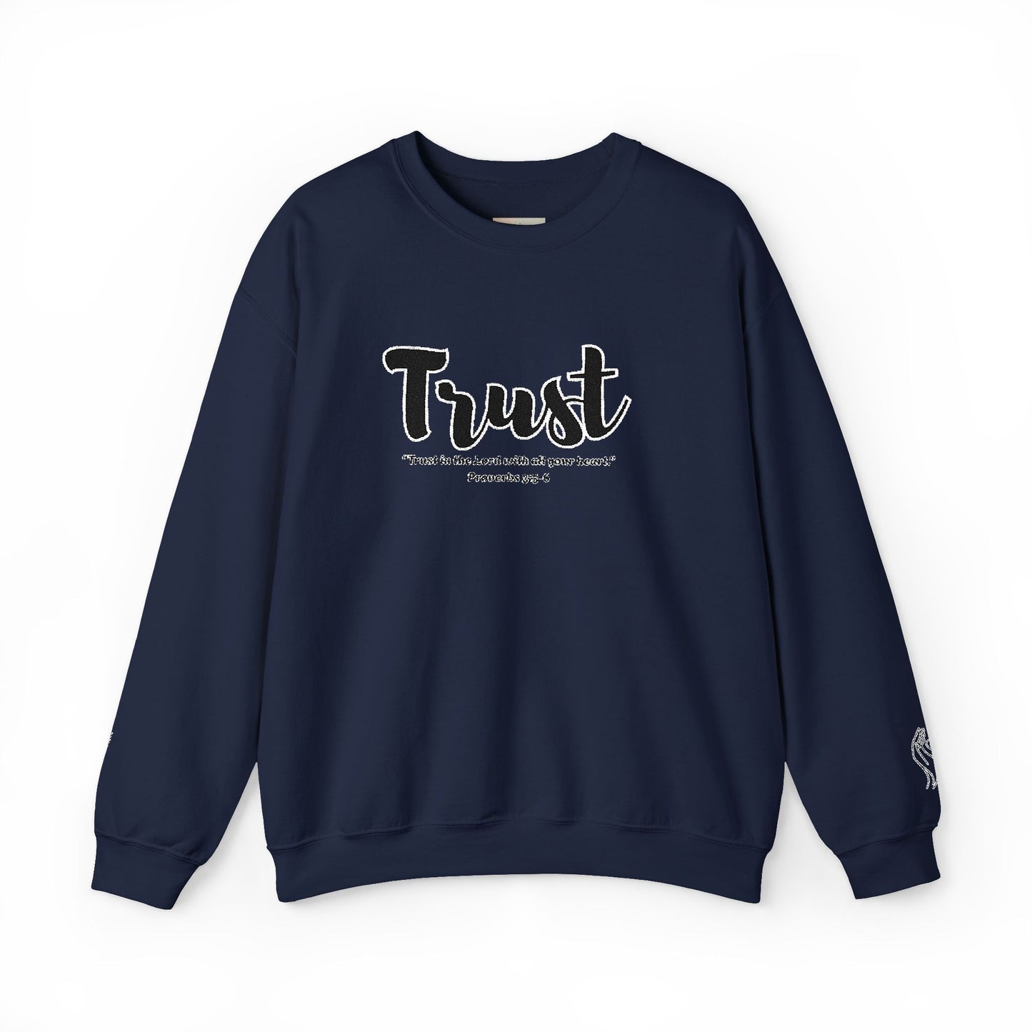 Trust Sweatshirt – “Trust in the Lord with All Thy Heart” Christian Crewneck, Inspirational Faith-Based Pullover, Cozy Unisex Apparel, Motivational Gift for Believers