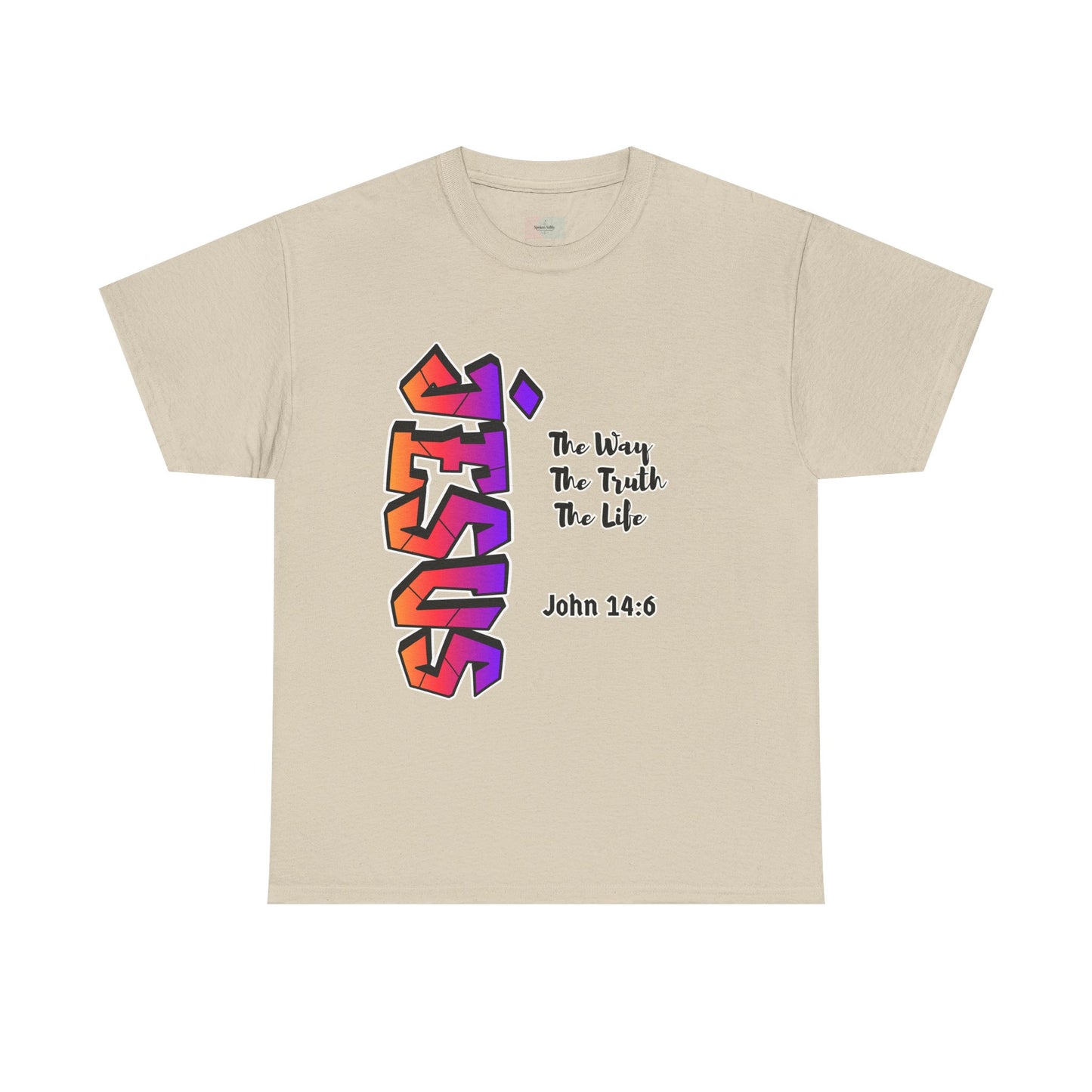 Jesus Vertical Graffiti T-Shirt — “The Way, The Truth, The Life” John 14:6 Christian Faith Tee