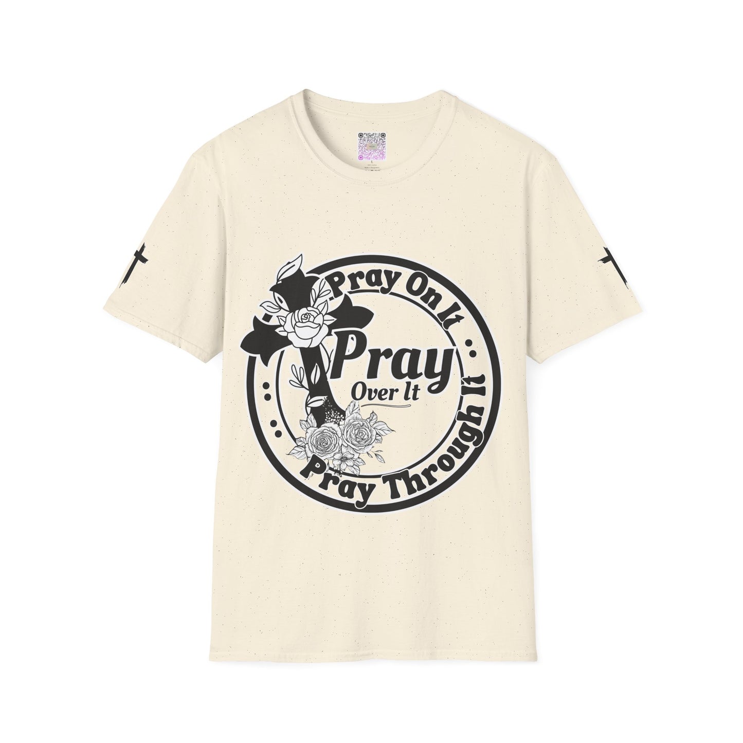 Prayer Over It Christian T-Shirt – “Pray On, Pray Through” Floral Cross Faith Tee, Inspirational Unisex Shirt, Christian Gift for Women & Men