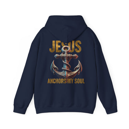 Jesus Anchors My Soul Hoodie — Christian Anchor Hoodie, Faith-Inspired Pullover, Hebrews Hope Apparel, Unisex Religious Sweatshirt