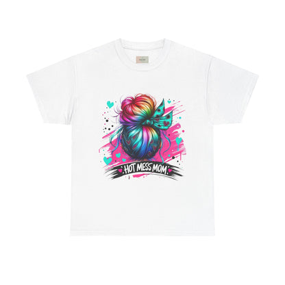 Colorful Hot Mess Mom Tee - Fun Gift, Casual Wear, Mother's Day, Parenting Humor, Family Gatherings