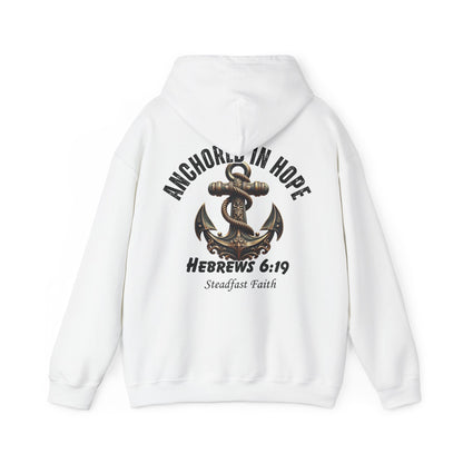 Anchored in Hope Hoodie – Hebrews 6:19 Christian Sweatshirt, Faith Anchor Design, Inspirational Unisex Hoodie for Everyday Strength
