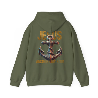 Jesus Anchors My Soul Hoodie — Christian Anchor Hoodie, Faith-Inspired Pullover, Hebrews Hope Apparel, Unisex Religious Sweatshirt